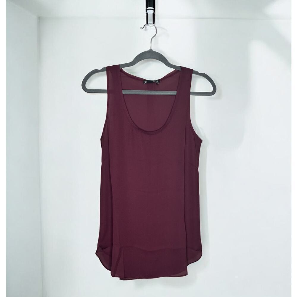 ☀️Krisa Revolve Burgundy Solid Scoop Neck Sleeveless Tunic Tank Top NWT